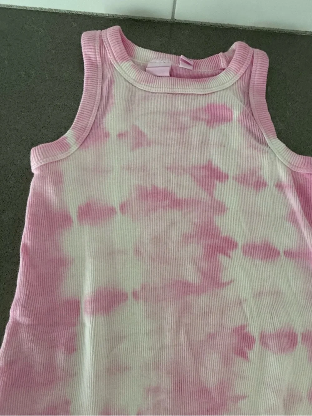NWOT Girl XS (4) Gap Rib Pink & White Tye Die Tank Dress New